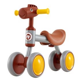 Bicicleta sin Pedales con Asiento de Cuero Artificial y Ruedas de Espuma EVA para Niños de 18 a 36 Meses 55 x 24 x 44 cm Marrón