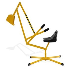Excavadora de arena para niños con controles de 2 manos, pala flexible, asiento giratorio 360° y respaldo, 123 x 62 x 62 cm, amarillo