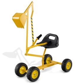 Juego de excavadora con asiento giratorio 360°, 2 brazos y 4 ruedas antideslizantes, 122 x 40 x 66 cm, amarillo, para niños de 3+ años