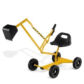 Juego de Excavadora con Controles de Dos Manos y Pala Flexible Asiento Giratorio 4 Ruedas para Niños de 3+ Años 121 x 40 x 64 cm Amarillo