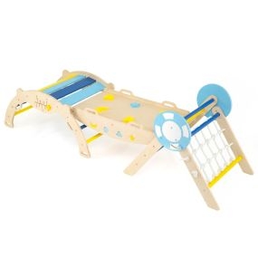 Set de Escalada Triangular Gimnasio Plegable con Arco Rampa y Escalera de Cuerda Juguete Montessori para Niños Pequeños Multicolor