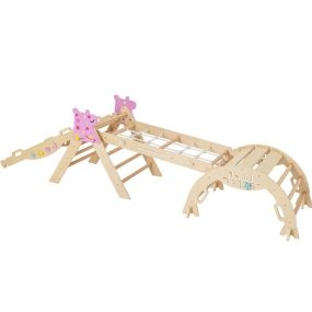 Juego de Triángulo de Escalada para Niños Juguetes Montessori de Madera Plegables 8 en 1 para Bebés Parque Infantil de Interior Natural