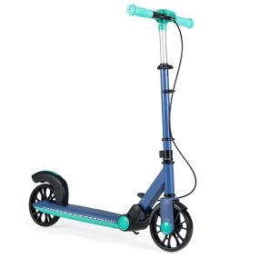 Patinete Plegable 6+ Años 2 Ruedas Iluminadas Manillar Ajustable 3 Alturas Freno Ligero Plataforma Antideslizante Azul