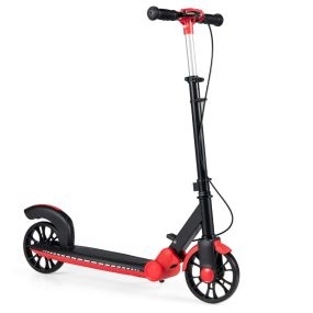 Patinete Plegable 6+ Años 2 Ruedas Iluminadas Manillar Ajustable 3 Alturas Freno Ligero Plataforma Antideslizante Rojo