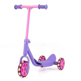 Patinete infantil de 3 ruedas estable con plataforma antideslizante morado 56 x 31,5 x 59 cm