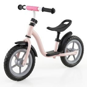 Bicicleta de equilibrio sin pedales para niños con asiento regulable y ruedas EVA rosa grisáceo