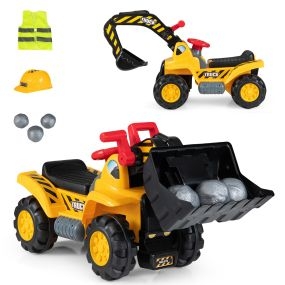 Correpasillos infantil 3 en 1 camión de obras amarillo 85 x 33 x 44 cm con sonidos y accesorios