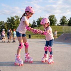Patines 4 Ruedas Niña Talla M Ajustables 4 Tallas con Ruedas Luminosas Frenos Delanteros Duales Interior Acolchado Principiantes Rosa