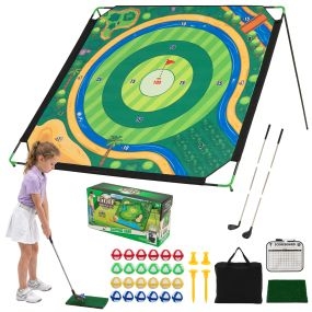 Juego de golf infantil con estructura de hierro resistente, set completo para niños 3+ interior y exterior 181 x 255 x 125 cm verde
