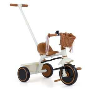 Triciclo Infantil 2 en 1 con Empuje Regulable Canasta Delantera Resistente Capacidad 25 kg para Niños 94 x 43 x 90-96,5 cm Blanco