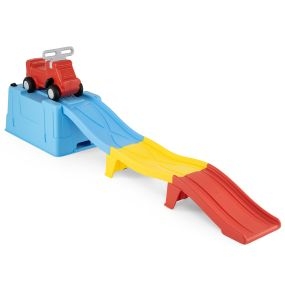 Coche correpasillos infantil con pista en rampa, caja de almacenamiento y peldaño ancho, multicolor