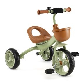 Triciclo Infantil con Asiento Regulable Cesta Frontal Chasis de Acero Resistente para Paseos al Aire Libre Seguro 72 x 51 x 60,5 cm Verde