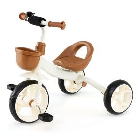 Triciclo Infantil con Asiento Ajustable Cesta Delantera Ruedas Antideslizantes Chasis Resistente Bonito para Niños 72 x 51 x 60,5 cm Blanco