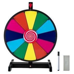 Ruleta de Premios de Mesa Giratoria con 12 Ranuras y Marcador Borrable para Juegos 31 x 20,5 x 49 cm