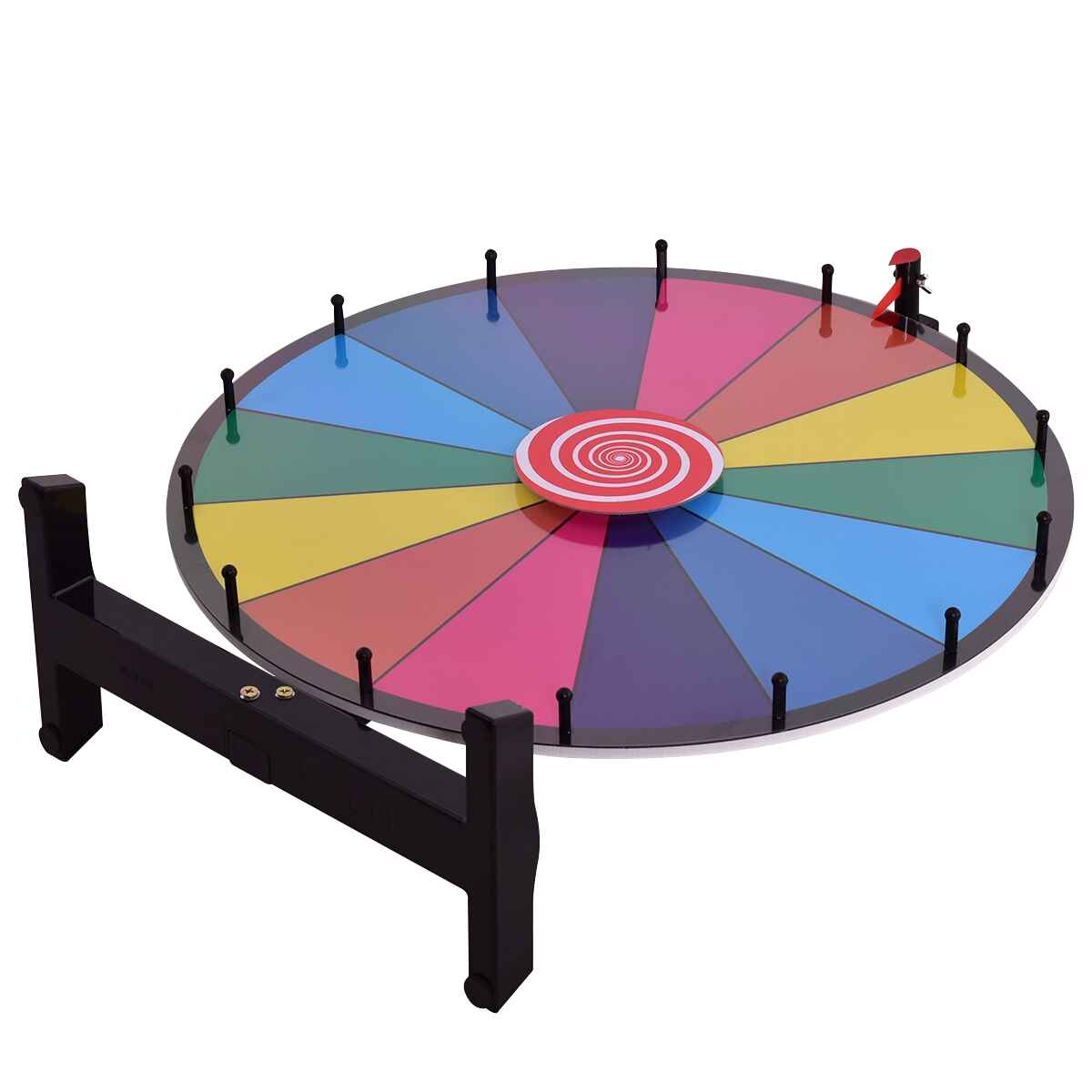 Ruleta 24'' de la Suerte Colorido Juego de Mesa con Soporte con Bolígrafo Borrable 14 Ranuras Puede Escribir y Limpiar