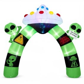 Arco Hinchable de Extraterrestre para Halloween con Luces Integradas Fácil Instalar Resistente al Clima para Jardín 320 x 35 x 300 cm Verde