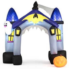Arco Hinchable de Castillo Fantasma para Halloween con Diseño Impresionante y Luces Decorativas para Jardín 300 x 160 x 270 cm Multicolor