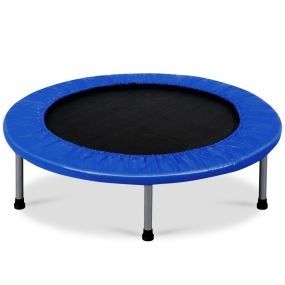 Cama Elástica Plegable con Almohadillas Elásticas y Muelles para Cardio Equilibrio Fuerza Azul Oscuro 97 x 97 x 22,5 cm