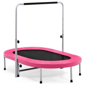 Cama Elástica Doble para 2 Personas Plegable con Empuñadura y Almohadilla de Seguridad para Adultos y Niños 153 x 90 x 92-132 cm Rosa