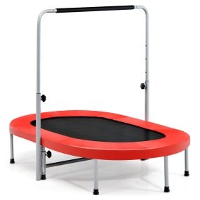 Cama Elástica Doble para 2 Personas Trampolín Interior con Empuñadura y Almohadilla de Seguridad Rojo 154 x 90 x 92-132 cm