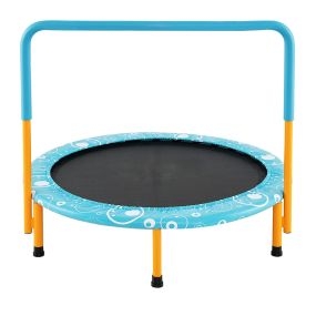 Trampolín Plegable para Niños de 92 cm Cama Elástica de Hierro con Pasamanos Desmontable Dispositivo de Salto Infantil de 3 a 8 Años Azul