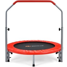 Mini Cama Elástica Plegable 101 cm Trampolín Fitness Entrenamiento para Adultos y Niños con Empuñadura Altura Regulable Rojo