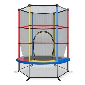 Cama Elástica para Niños 191 cm con Red de Seguridad y Almohadilla para Muelles Recreativa Estructura en Acero-Multicolor