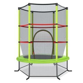 Cama Elástica para Niños 191 cm con Red de Seguridad y Almohadilla para Muelles Recreativa Estructura en Acero-Verde