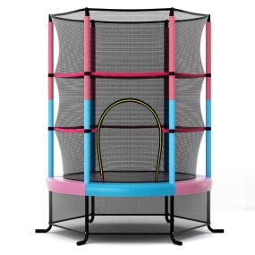Cama Elástica para Niños 191 cm con Red de Seguridad y Almohadilla para Muelles Recreativa Estructura en Acero-Multicolor 1