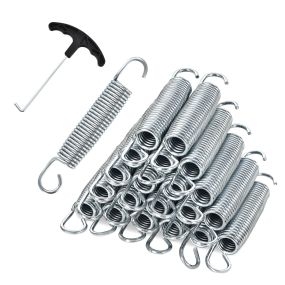 20 Muelles de 14 cm para Cama Elástica Muelles Resistentes en Acero Galvanizado Antióxido con Gancho de T de Tracción Plata