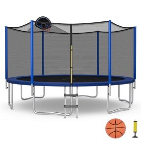 Cama Elástica de Exterior Carga Máxima 180 kg 72 Muelles Red de Seguridad Alfombra Trampolín para Niños y Adultos