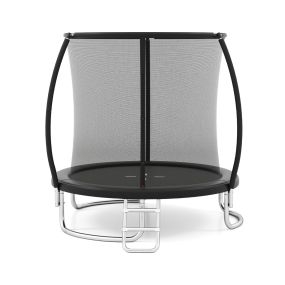 Cama Elástica de Exterior con Valla de Seguridad Escalera Patas Curvas Robustas para Niños Adultos 244 cm Negro