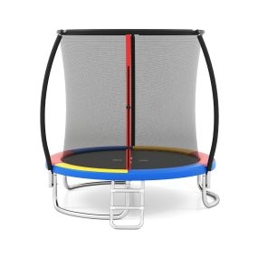 Cama Elástica de Exterior con Valla de Seguridad Escalera Patas Curvas Robustas para Niños Adultos 244 cm Multicolor