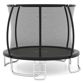 Cama Elástica de Exterior con Valla de Seguridad Escalera Patas Curvas Robustas para Niños Adultos 366 cm Negro