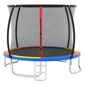 Cama Elástica de Exterior con Valla de Seguridad Escalera Patas Curvas Robustas para Niños Adultos 366 cm Multicolor