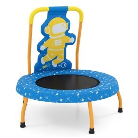 Astronauta Mini Trampolín para Niños con Asa Acolchada y Funda de Seguridad Lona sin Huecos para Interior 3 a 6 Años