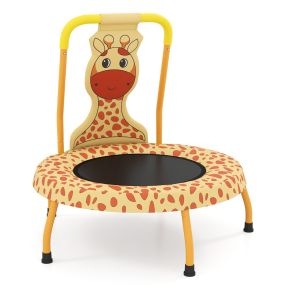 Jirafa Mini Trampolín para Niños con Asa Acolchada y Funda de Seguridad Lona sin Huecos para Interior 3 a 6 Años