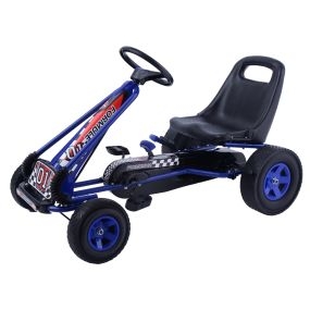 Go Kart Racing para Niños Coche de Pedal con Ruedas de Goma Embrague y Freno 98 x 59 x 61 cm Azul