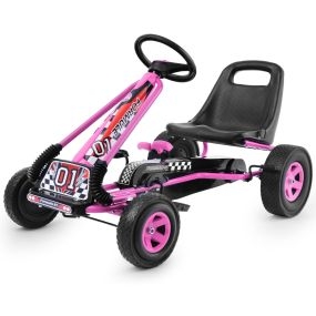 Go Kart Racing para Niños Coche de Pedal con Ruedas de Goma Embrague y Freno 98 x 59 x 61 cm Rosa