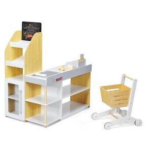 Supermercado Juguete con Carro de la Compra y Caja Registradora con Lector de Código de Barras Multicolor 90 x 62 x 111 cm