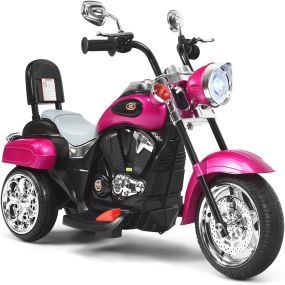 Moto en Estilo Chopper para Niños Moto Montable Alimentada a Batería con Marcha Adelante Conducción Realística Morado