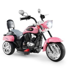 Moto montable estilo chopper a batería con música marcha adelante y atrás rosa