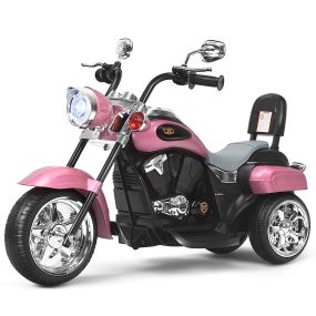 Moto en Estilo Chopper para Niños Moto Montable Alimentada a Batería con Marcha Adelante Conducción Realística Rosa