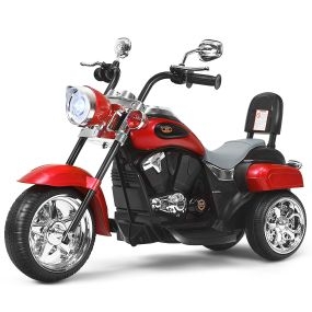 Moto en Estilo Chopper para Niños Moto Montable Alimentada a Batería con Marcha Adelante Conducción Realística Rojo