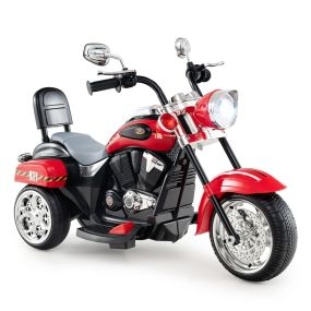 Moto en Estilo Chopper Moto Montable Alimentada a Batería con Música Marcha Adelante y Atrás Experiencia de Conducción Realística Rojo