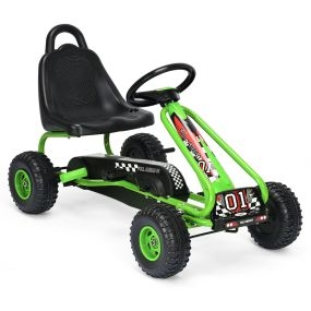 Go kart de Pedales para Niños con 4 Ruedas Antideslizantes Asiento Envolvente y Freno de Mano Verde 92 x 50 x 53 cm