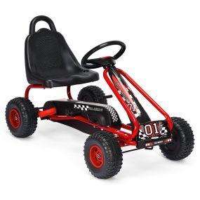 Go kart de Pedales para Niños con 4 Ruedas Antideslizantes Asiento Envolvente y Freno de Mano Rojo 92 x 50 x 53 cm