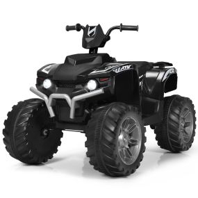 Cuatriciclo Eléctrico ATV para Niños Coche Montable de Batería Marcha Adelante Atrás Velocidad Alta Baja con Música Luces LED Negro