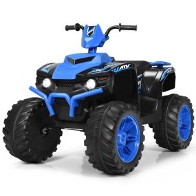 Cuatriciclo Eléctrico ATV para Niños Coche Montable de Batería Marcha Adelante Atrás Velocidad Alta Baja con Música Luces LED Azul