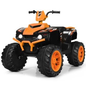 Cuatriciclo Eléctrico ATV para Niños Coche Montable de Batería Marcha Adelante Atrás Velocidad Alta Baja con Música Luces LED Naranja